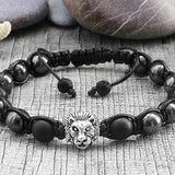 Men's Lion Power Beaded Animal Macrame Bracelet