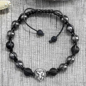 Men's Lion Power Beaded Animal Macrame Bracelet