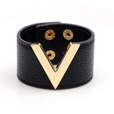 MS OL V Word Wide Leather Bracelet Women
