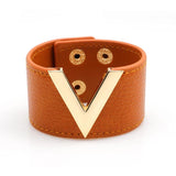 MS OL V Word Wide Leather Bracelet Women