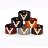 MS OL V Word Wide Leather Bracelet Women