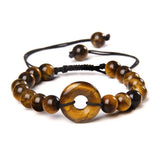 Good Luck Peace Bracelet Rope Braided Bangle Tiger Eye Quartz Jewelry