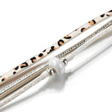 Leopard Print Ceramic Beads Leather Bracelet for Women