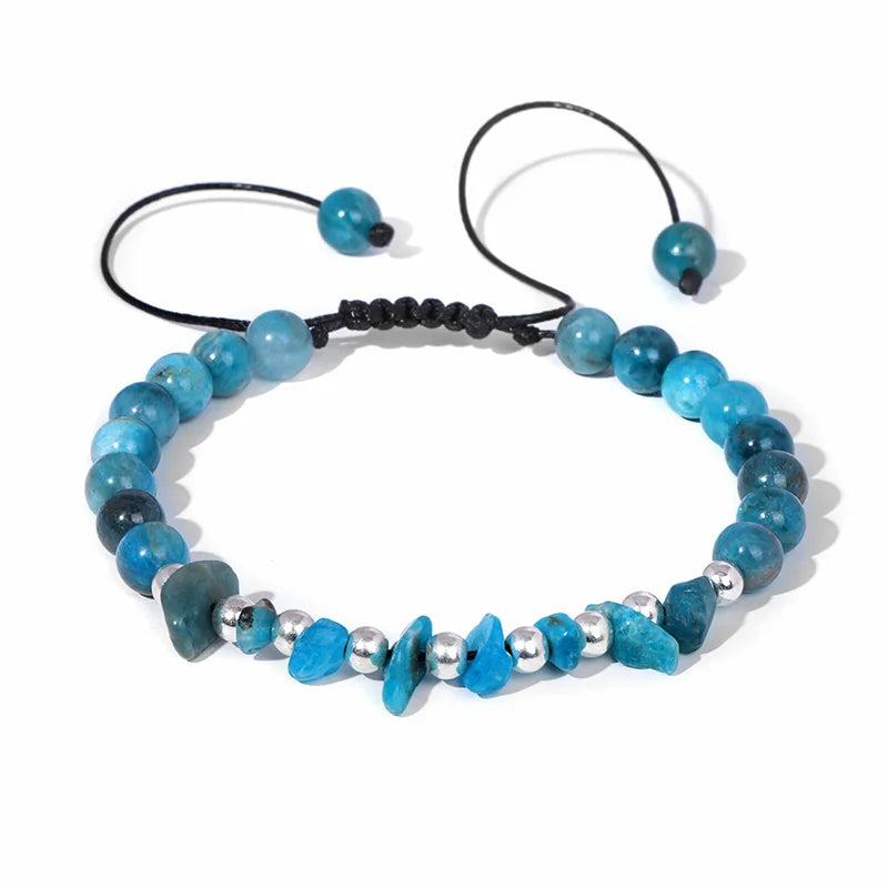 Natural Stone Beads Bracelet Malachite Agates Woven Bracelet
