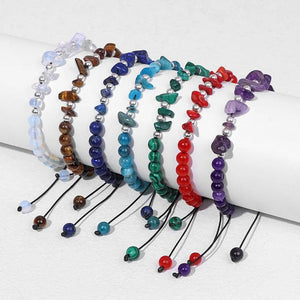 Natural Stone Beads Bracelet Malachite Agates Woven Bracelet