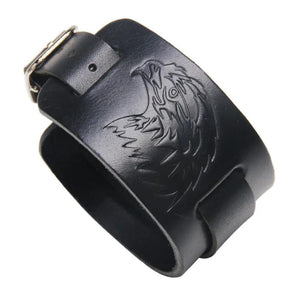 Men's Wolf Leather Bracelet Retro Rock Wide Adjustable Punk Jewelry