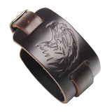 Men's Wolf Leather Bracelet Retro Rock Wide Adjustable Punk Jewelry
