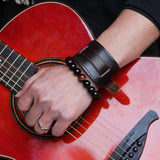 Men's Wolf Leather Bracelet Retro Rock Wide Adjustable Punk Jewelry