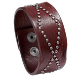 Punk Style Rivet Leather Male Bangle Bracelet