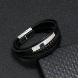 Vintage Punk Leather Bracelets Men's Multilayer Metal Magnet Wrap