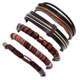 Bohemian Braided Leather Bracelet Beads Strand Men Jewelry