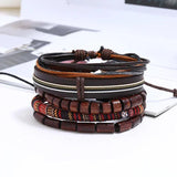 Bohemian Braided Leather Bracelet Beads Strand Men Jewelry