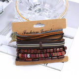 Bohemian Braided Leather Bracelet Beads Strand Men Jewelry