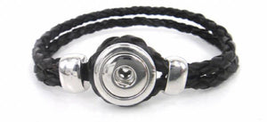 Brown Leather Pocket Sized Snap Button Charm Bracelet