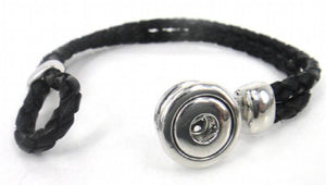 Brown Leather Pocket Sized Snap Button Charm Bracelet