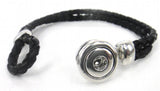 Brown Leather Pocket Sized Snap Button Charm Bracelet