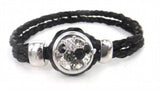 Brown Leather Pocket Sized Snap Button Charm Bracelet