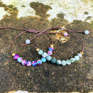 Multicolor Friendship Bracelet Natural Stone Wrap Power Jewelry