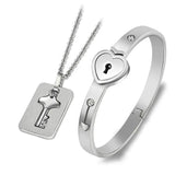 Sliver Heart Bracelet Choker Set Jewelry Stainless Steel