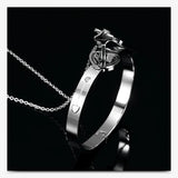 Sliver Heart Bracelet Choker Set Jewelry Stainless Steel