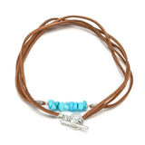 Turquoise Leather Wrap Bracelet Brown Velvet Boho Buckle Bracelet