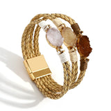 Boho Charm Triple Resin Stones Wrap Bracelet
