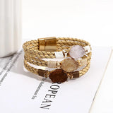 Boho Charm Triple Resin Stones Wrap Bracelet