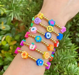 Colorful Fruit Smiley Flower Eye Beads Bracelet