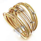 Bohemia Crystal Beads Magnet Women Bracelets Stripes Leather Female Jewelry