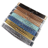 Bohemia Crystal Beads Magnet Women Bracelets Stripes Leather Female Jewelry
