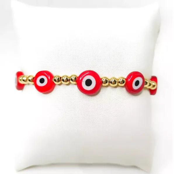 Adjustable Copper Bead Bracelets Lucky Eye, Optional Colors