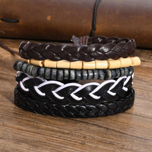 Men's Bohemia Wrap Leather Bracelets, Casual Tribal Wristbands Gift Jewelry