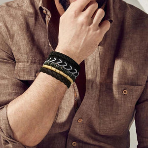 Men's Bohemia Wrap Leather Bracelets, Casual Tribal Wristbands Gift Jewelry