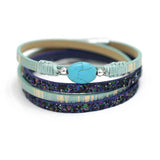 Women Stone Bangles Bracelets Sparkling Sequin Leather Shell Bracelet