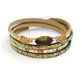 Women Stone Bangles Bracelets Sparkling Sequin Leather Shell Bracelet