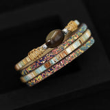 Women Stone Bangles Bracelets Sparkling Sequin Leather Shell Bracelet