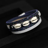 Women Stone Bangles Bracelets Sparkling Sequin Leather Shell Bracelet