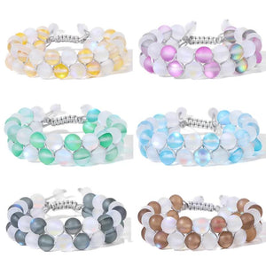 Double Layer Moonstone Bracelet Mermaid Glass Beads Gift