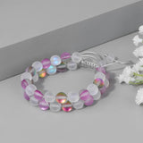 Double Layer Moonstone Bracelet Mermaid Glass Beads Gift