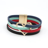 Star Pattern Hollow LOVE Charm Leather Bracelet for Women
