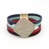 Star Pattern Hollow LOVE Charm Leather Bracelet for Women