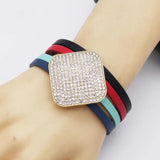 Star Pattern Hollow LOVE Charm Leather Bracelet for Women