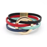 Star Pattern Hollow LOVE Charm Leather Bracelet for Women