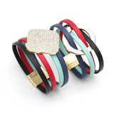 Star Pattern Hollow LOVE Charm Leather Bracelet for Women
