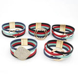 Star Pattern Hollow LOVE Charm Leather Bracelet for Women