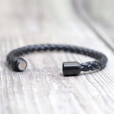 Brown Leather Bracelet Classic Men Stainless Steel Magnet Clasp Braclet