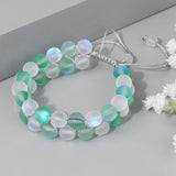 Moonstone Beaded Bracelet Shining Glass Crystal Bangle Men Women Jewelry