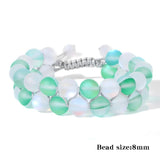 Moonstone Beaded Bracelet Shining Glass Crystal Bangle Men Women Jewelry