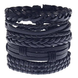 Men Leather Bracelet Wrap Cowhide Braided Layer Bracelet