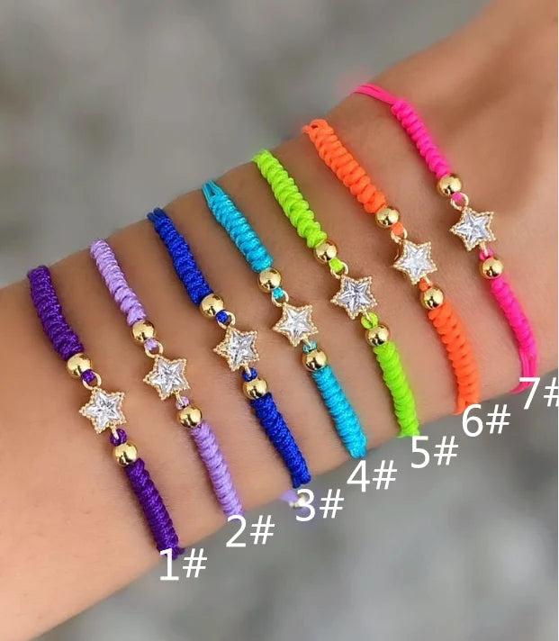 Boho heart Copper Beaded Elastic Rope Bracelet For Girls